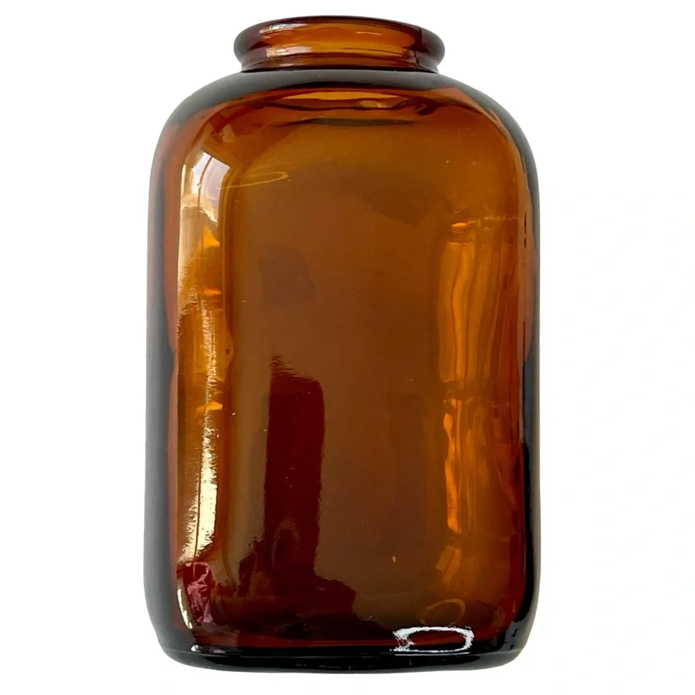 Pair of 4 inch Brown Mini Ceramic Bud Vase Glass Snuff Jar